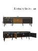 ABRIHOME TV Schrank 160 cm Dreitüriger Unterschrank Schwarz