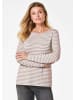 GOLDNER Kurzgröße:  Jerseyshirt im Streifen-Look in taupe / cremeweiß / geringelt