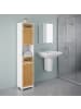 relaxdays Badschrank in Weiß/Braun - (B)39 x (H)180 x (T)30 cm