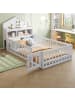 ABRIHOME Kinderbett mit Einlegeböden Stauraum Schutzgitter und Tür 90 x 200 Weiß