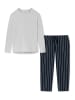 Schiesser Schlafanzug Cotton in Blau gestreift / Grau