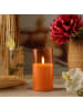 MARELIDA LED Kerze im Glas Windlicht flackernd D: 7,5cm H: 15cm in orange