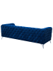 Beliani 3-Sitzer Sofa SOTRA in Blau/Silber - (W) 224 x (H) 70 x (L) 85 cm