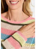 GOLDNER Kurzgröße:  Ringelpullover mit Lochmuster in bunt / gemustert