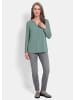 GOLDNER Kurzgröße:  Elegantes Chiffonshirt mit Jersey-Details in salbei