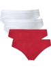Con-ta Baumwolle, Feinripp Hüftslip 4er-Pack in weiß/rot
