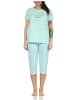 NORMANN Capri Schlafanzug Pyjama kurzarm Blümchen Design - 62801 in mint