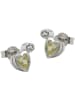 Gallay Ohrstecker Ohrring 8x5mm Herz mit Zirkonia und synthetischem Peridot Silber 925 in silber