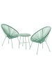 home24 home24 Sitzgruppe 3-teilig - Stahl / Polyrattan / Glas - Mintgrün in Mintgrün