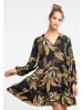 IZIA Damen Langarmkleid in Schwarz Mehrfarbig