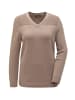 GOLDNER Pullover V-Pullover mit Schmuckelement in taupe