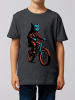 wat? Apparel T-Shirt Katze auf Fahrrad in Grau