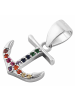 Adeliás Damen Anhänger Anker aus 925 Silber mit Zirkonia in silber