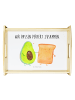 Mr. & Mrs. Panda Tablett aus Holz Avocado Toast mit Spruch in Weiß