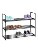relaxdays Schuhregal "3 Ebenen" in Schwarz - (B)92 x (H)55 x (T)30 cm