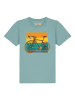 wat? Apparel T-Shirt Retro Bike in Teal Monstera