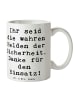 Mr. & Mrs. Panda Tasse Sicherheitsdienst Helden mit Spruch in Weiß