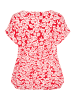 KAFFE curve Kurzarm-Bluse KCbella Loose fit in True Red/Chalk Flower Print