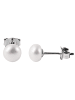 Adeliás Damen Ohrringe – Ohrstecker aus 925 Silber mit Süßwasserperle in weiß