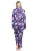 NORMANN langarm Schlafanzug Pyjama Jersey zum durchknöpfen - 80582 in beere