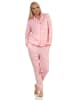 NORMANN Pyjama Jersey zum durchknöpfen Karo - 61830 in rosa