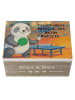 Mr. & Mrs. Panda Holzkiste Panda Tischtennis Design mit Spruch in Weiß