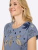Sieh an! Rundhals-Shirt in taubenblau-dunkelblau-bedruckt
