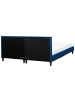 Beliani Doppelbett FITOU in Blau/Dunkler Holzfarbton - (W) 190 x (H) 87 x (L) 214 cm