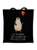 Mr. & Mrs. Panda Einkaufstasche Pinguin Luftballon mit Spruch in Schwarz