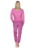 NORMANN Frottee Schlafanzug langarm Bündchen Streifenoptik in pink