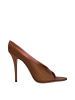 Amina Muaddi Braun Satin High Absatz Pumps
