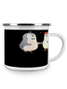 Mr. & Mrs. Panda Camping Emaille Tasse Verlobung Schritt mit Spruch in Schwarz