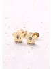 Hey Happiness Vergold. Ohrstecker Blume mit Zirkonia Edelstahl in Gold - (L) 0,7 cm