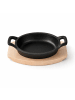 Freyersbacher Kleine Gusseisenpfanne Oval 14x9 cm, Emaille Servierpfanne in Schwarz