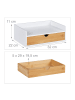 relaxdays Schreibtisch-Organizer in Weiß/ Natur - (B)32 x (H)11 x (T)22 cm