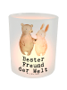 Mr. & Mrs. Panda Kerze Hase Bester Freund der Welt mit Spruch in Transparent