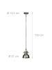 relaxdays Hängeleuchte in Anthrazit - (H)130 x Ø21 cm
