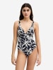 Marc O'Polo Badeanzug Abstract Floral in black/white cotton print