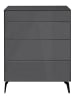 58 aufm Kessel KOMMODE Elfi 82x42x104 Hochglanz Anthrazit/Glas Anthrazit