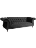 58 aufm Kessel CHESTERFIELD Sofa 3-Sitzer Kaylin Samtvelours schwarz
