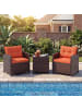 COSTWAY 3-tlg. Polyrattan Lounge Set in Orange