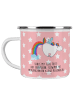 Mr. & Mrs. Panda Camping Emaille Tasse Einhorn Pegasus mit Spruch in Rot Pastell