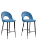 Beliani 2er-Set Barhocker FALTON in Blau/Schwarz/Gold