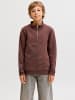 JACK & JONES Junior Sweatshirt mit halbem Reißverschluss in Deep Mahogany