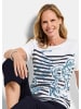 GOLDNER Kurzgröße:  Jerseyshirt mit maritimen Print in weiß / marine / gemustert