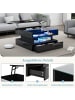 ABRIHOME Couchtisch mit 360°drehbarer Tischplatte und Anhebbarer in Schwarz, 70*70*40cm