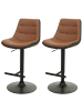 MCW 2er-Set Barhocker L85 höhenverstellbar mit Lehne, Braun