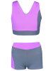 Aquarti Mädchen Sport Bikini - Racerback Bustier & Badehose in grau/lila