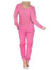 NORMANN Frottee Schlafanzug langarm Bündchen Streifenoptik in rosa