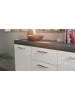 Inn.Furn Sideboard weiß Hochglanz, Rauchsilber grau 165 cm, Anrichte 4-türig